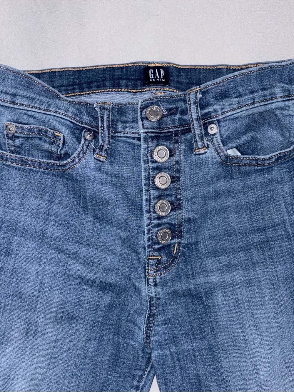 GAP High-Rise Button-Fly Blue Jeans